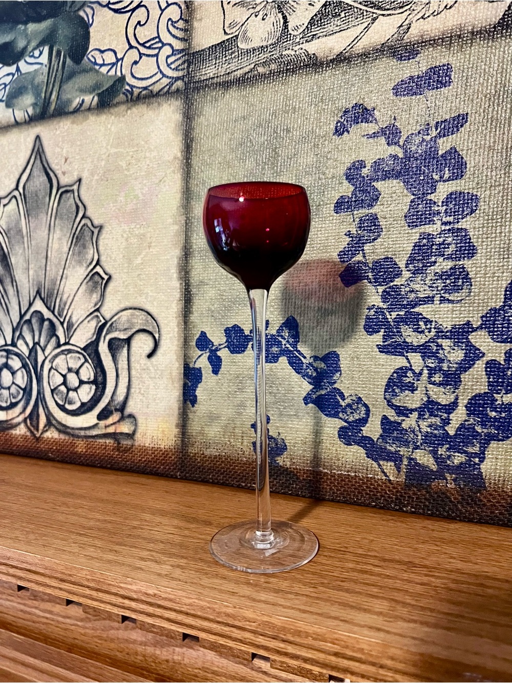 Ruby Red Glass Cordial/Liqueur  - Elegant Stemmed Design